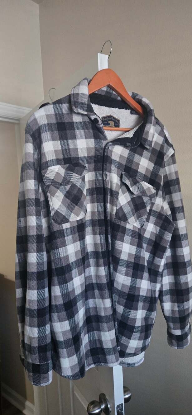 Freedom Foundry Sherpa Lined Flannel Shirt Jacket Size XL Black White Plaid